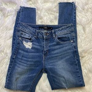 Harper Brand Jeans Mid Rise Ankle Length Distressed Denim